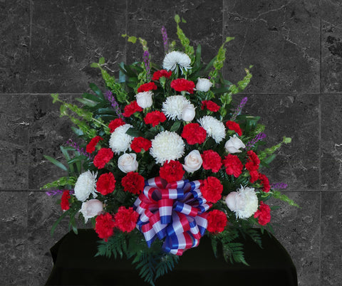 CF-8 Canasta funeral de claveles, crisantemos y rosas