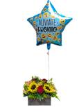 GT-2 Arreglo de girasoles, rosas, alstroemerias, spray roses y solidago con globo