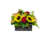 GT-2 Arreglo de girasoles, rosas, alstroemerias, spray roses y solidago con globo
