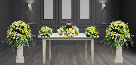 SAU-4 Set de urna rosas, lirios y orquídeas